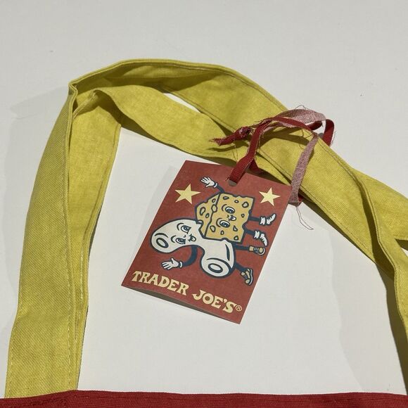 Trader Joe's Bag Tote Canvas NWT Cheese Adventures Shopping Reusable Large Cute - Picture 3 of 9